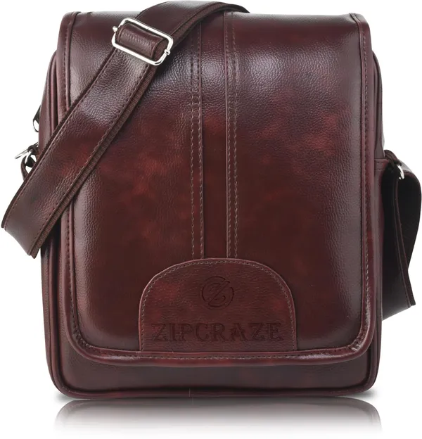 Brown_Leatherette_Solid_Sling_Bag_For_Men_And_Women