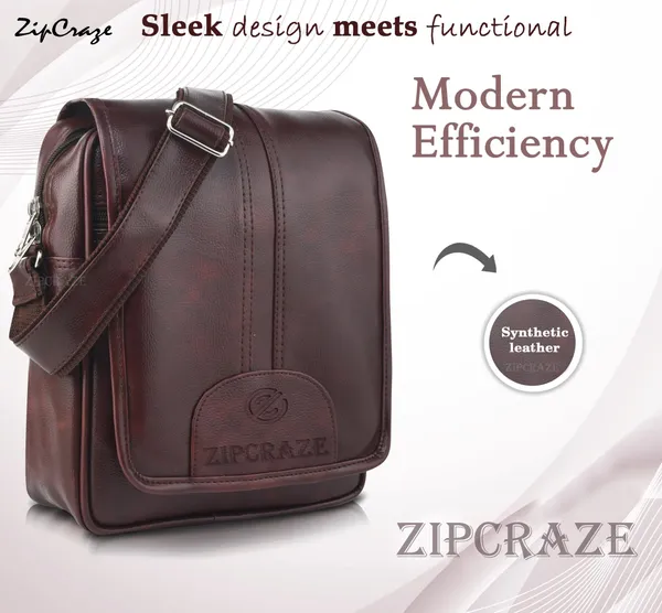 Brown_Leatherette_Solid_Sling_Bag_For_Men_And_Women