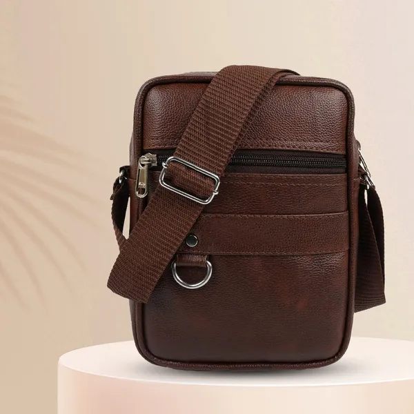 Brown_Leatherette_Solid_Zipper_Sling_Bag_For_Men