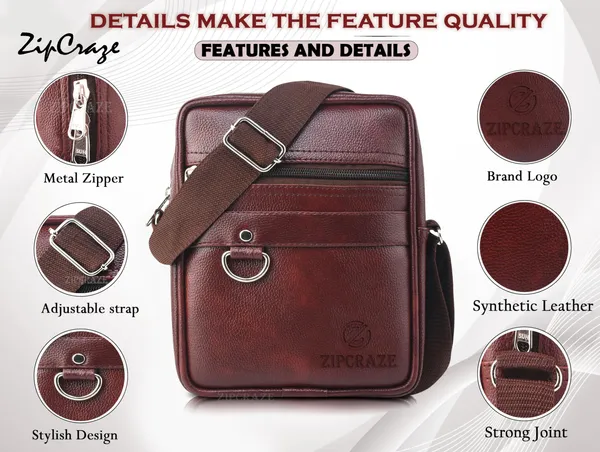 Brown_Pu_Synthetic_Leather_Solid_Zipper_Sling_Bag_For_Men