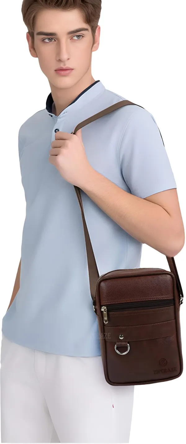 Brown_Pu_Synthetic_Leather_Solid_Zipper_Sling_Bag_For_Men