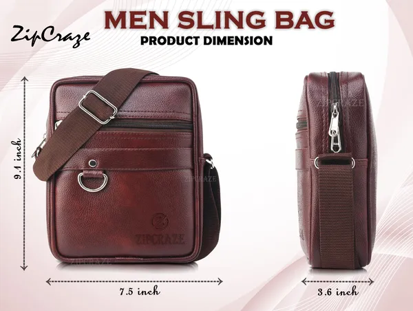 Brown_Pu_Synthetic_Leather_Solid_Zipper_Sling_Bag_For_Men
