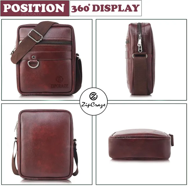 Brown_Pu_Synthetic_Leather_Solid_Zipper_Sling_Bag_For_Men