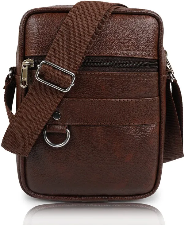 Brown_Synthetic_Leather_Solid_Zipper_Sling_Bag_For_Men_And_Women