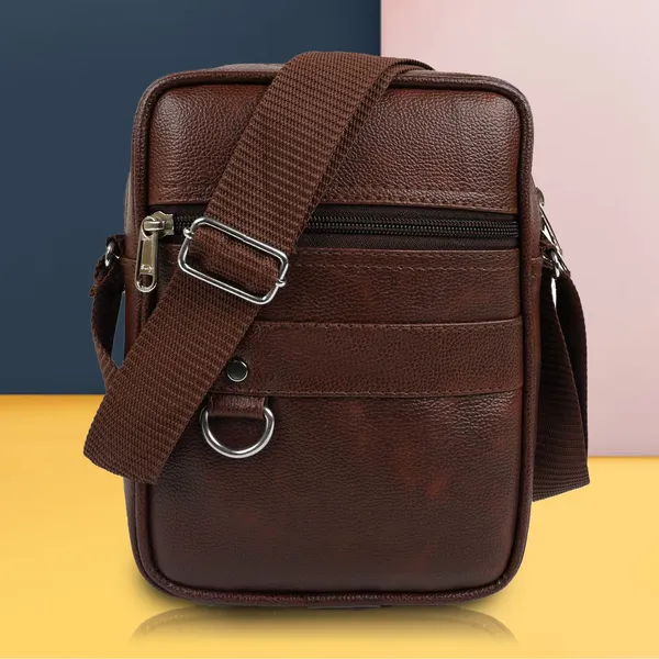 Brown_Leatherette_Solid_Zipper_Sling_Bag_For_Men