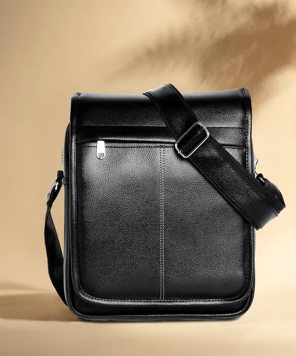 Black_Synthetic_Leather_Solid_Zipper_Sling_Bag_For_Men