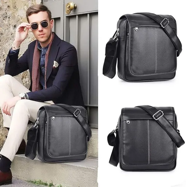 Black_Genuine_Leather_Solid_Magnetic_Button_Sling_Bag_For_Men
