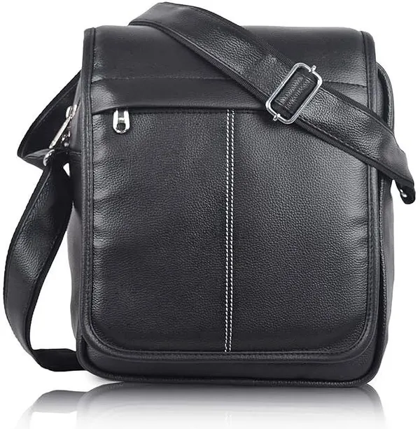 Black_Genuine_Leather_Solid_Magnetic_Button_Sling_Bag_For_Men