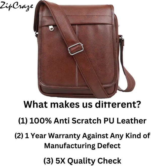 Brown_Pu_Synthetic_Leather_Solid_Zipper_Sling_Bag_For_Men