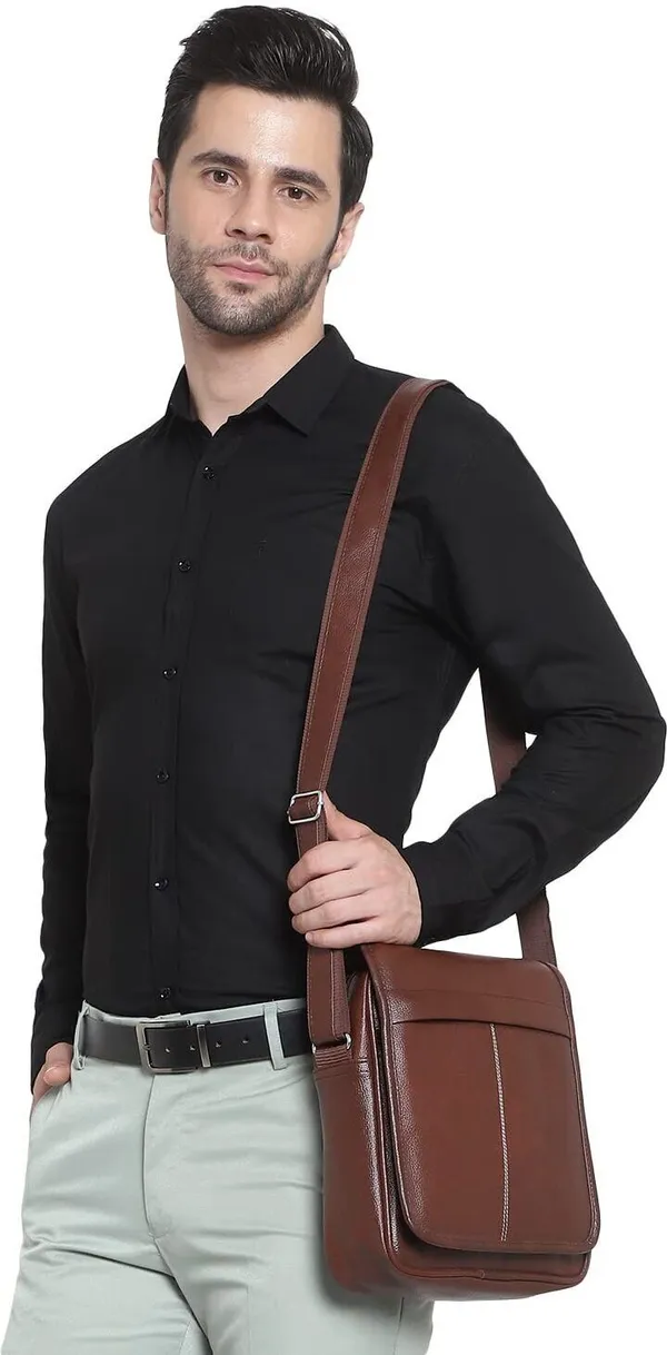 Brown_Synthetic_Leather_Solid_Zipper_Sling_Bag_For_Men