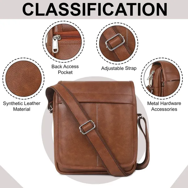 Tan_Pu_Synthetic_Leather_Solid_Zipper_Sling_Bag_For_Men
