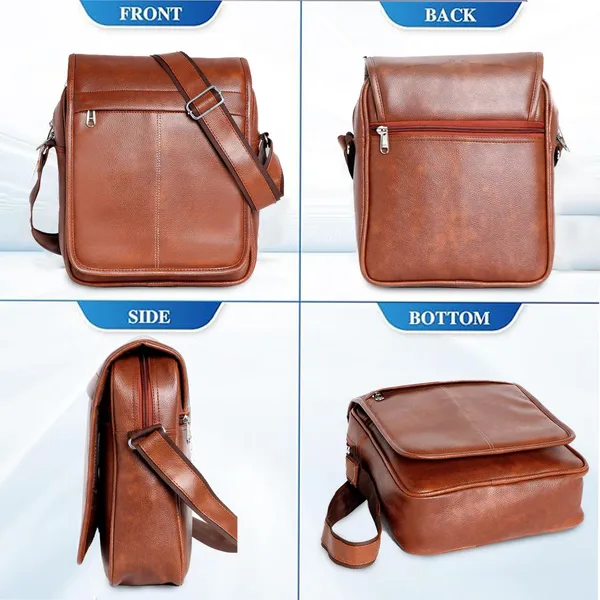 Tan_Pu_Synthetic_Leather_Solid_Zipper_Sling_Bag_For_Men