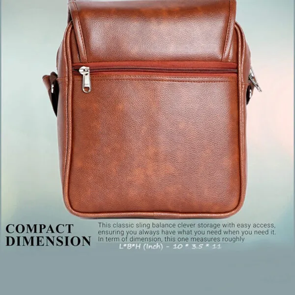 Tan_Synthetic_Leather_Solid_Zipper_Sling_Bag_For_Men
