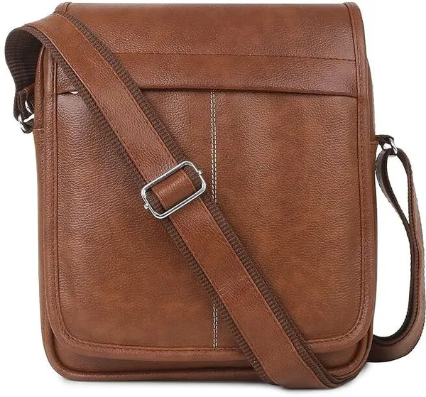 Tan_Genuine_Leather_Solid_Magnetic_Closure_Sling_Bag_For_Men