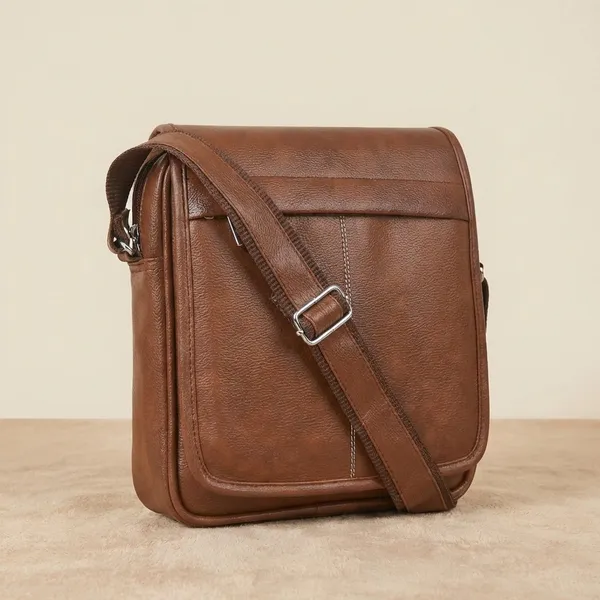 Tan_Genuine_Leather_Solid_Magnetic_Closure_Sling_Bag_For_Men