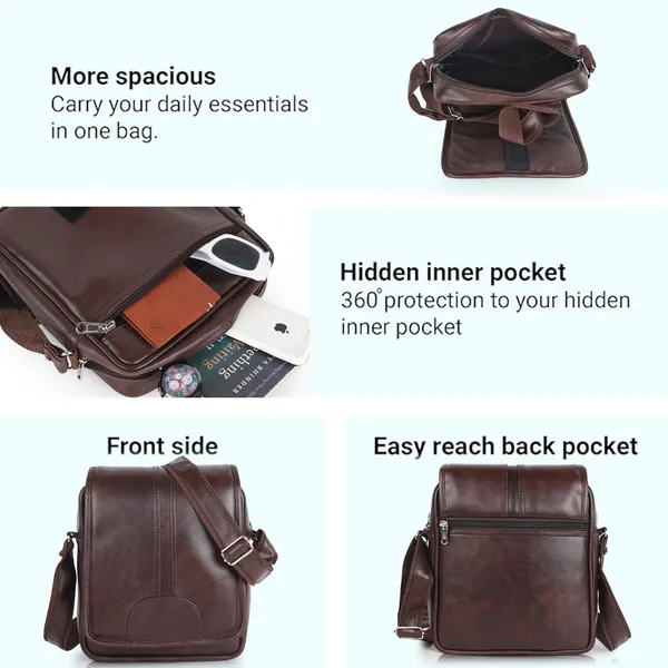 Brown_Pu_Synthetic_Leather_Solid_Zipper_Sling_Bag_For_Men