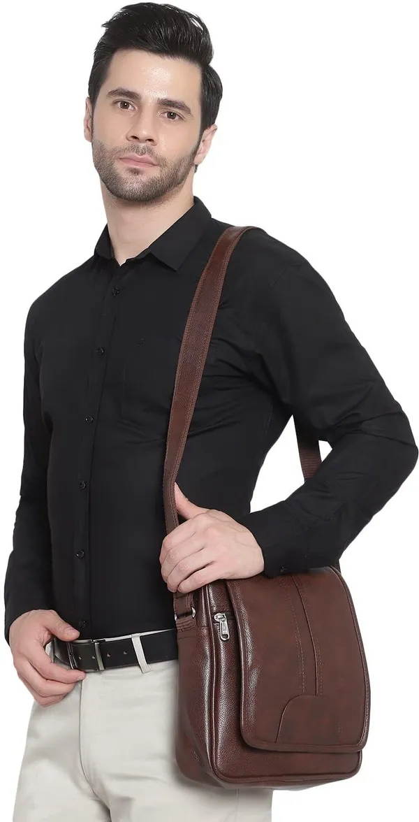Brown_Pu_Synthetic_Leather_Solid_Zipper_Sling_Bag_For_Men