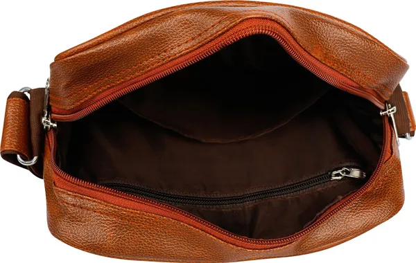 Tan_Synthetic_Leather_Solid_Sling_Bag_For_Men_And_Women