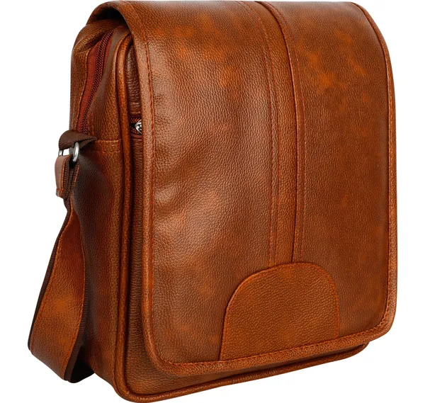 Tan_Synthetic_Leather_Solid_Sling_Bag_For_Men_And_Women