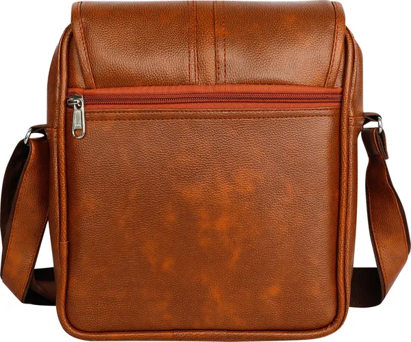 Tan_Synthetic_Leather_Solid_Sling_Bag_For_Men_And_Women