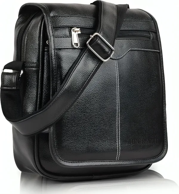 Black_Synthetic_Leather_Zipper_Sling_Bag_For_Men
