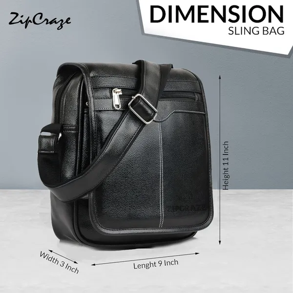 Black_Synthetic_Leather_Zipper_Sling_Bag_For_Men