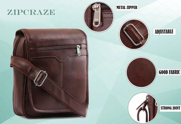 Brown_Synthetic_Leather_Solid_Zipper_Sling_Bag_For_Men
