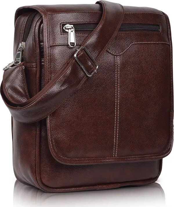 Brown_Synthetic_Leather_Solid_Zipper_Sling_Bag_For_Men