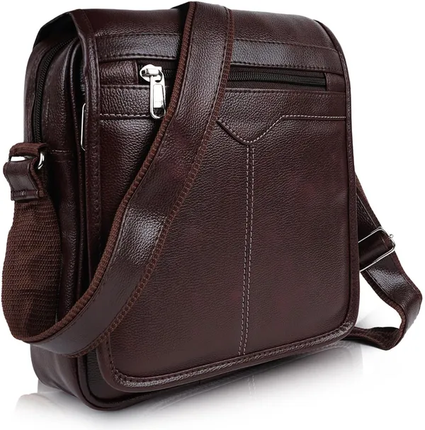 Brown_Pu_Synthetic_Leather_Solid_Zipper_Sling_Bag_For_Men