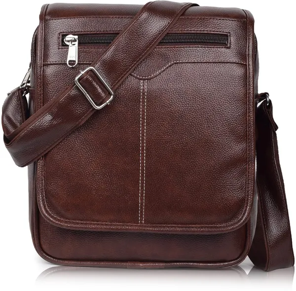 Brown_Leatherette_Solid_Zipper_Flap_Sling_Bag_For_Men
