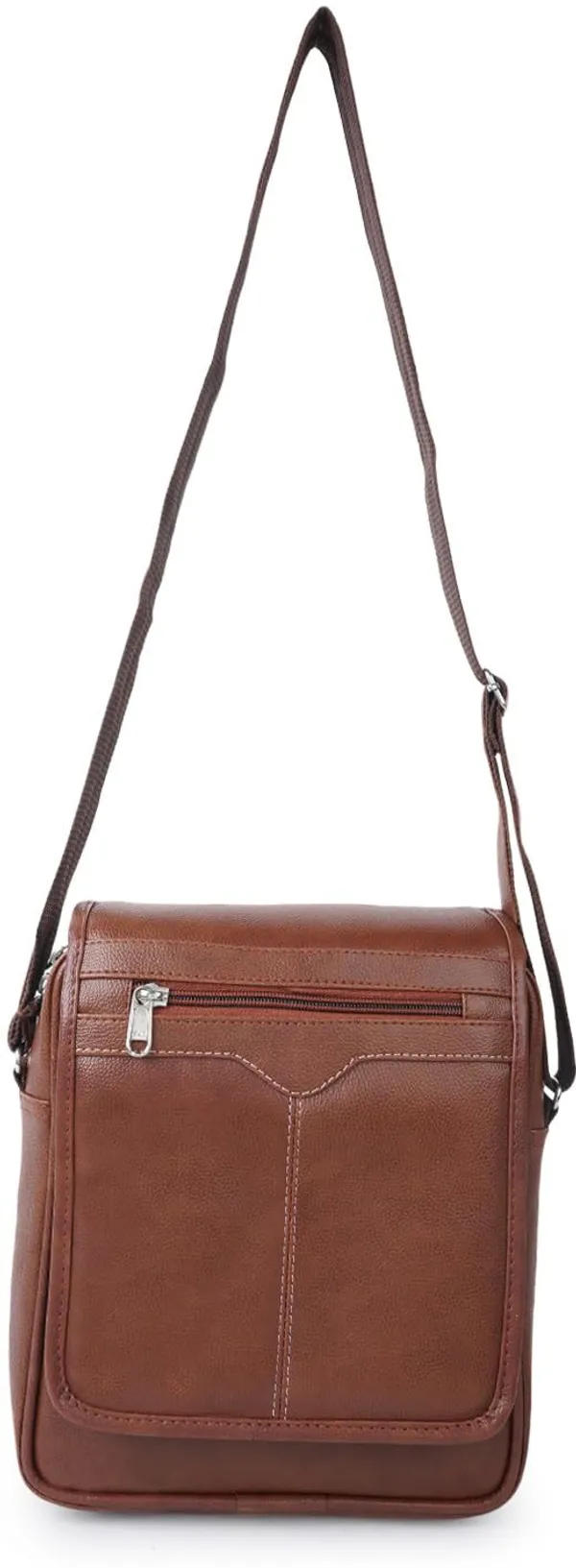 Tan_Leatherette_Solid_Zipper_Sling_Bag_For_Women