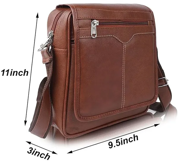 Tan_Synthetic_Leather_Solid_Zipper_Sling_Bag_For_Men