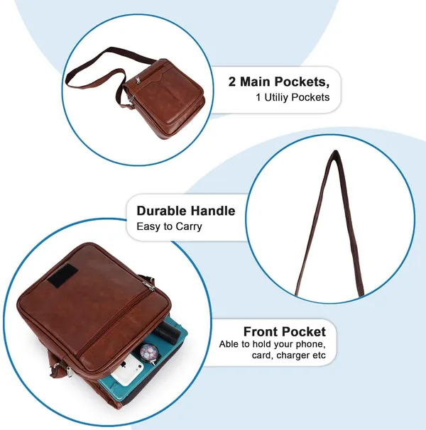 Tan_Synthetic_Leather_Solid_Zipper_Sling_Bag_For_Men