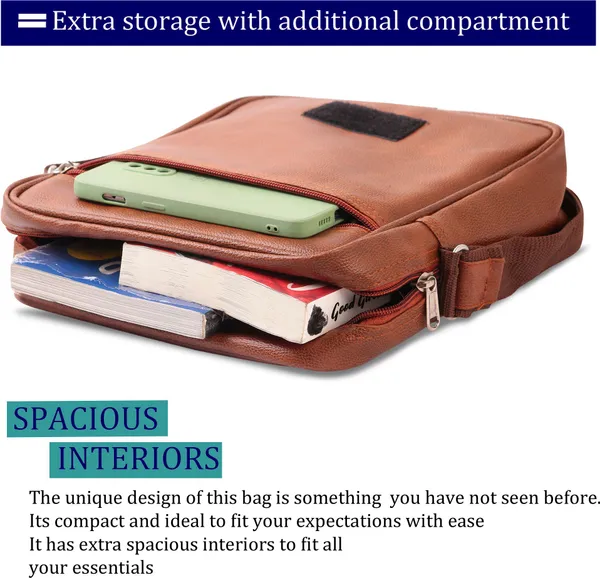 Tan_Synthetic_Leather_Zipper_Sling_Bag_For_Men