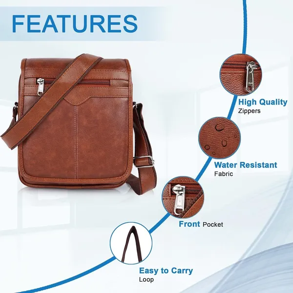 Tan_Leatherette_Solid_Zipper_Flap_Sling_Bag_For_Men