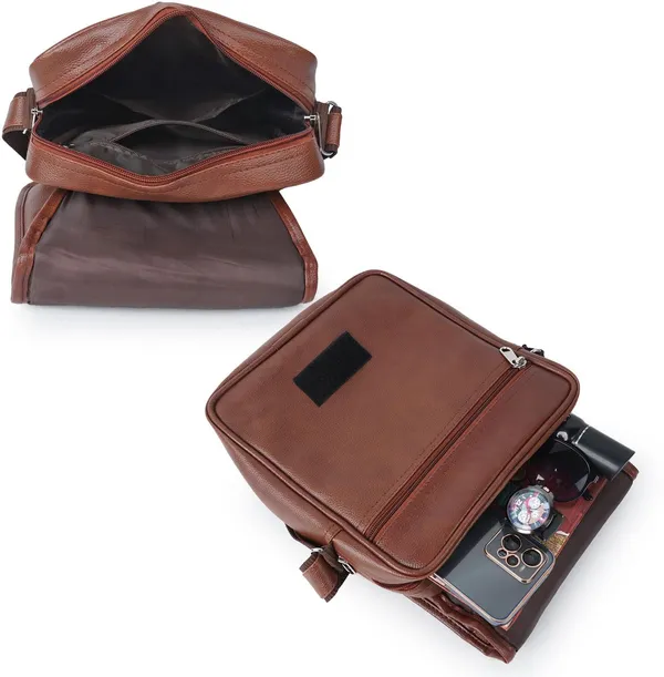 Tan_Leatherette_Solid_Zipper_Flap_Sling_Bag_For_Men
