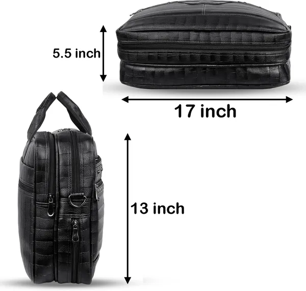 Black_Synthetic_Leather_Croco_Texture_Messenger_Bag_For_Unisex