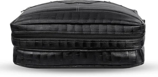 Black_Synthetic_Leather_Croco_Texture_Messenger_Bag_For_Unisex