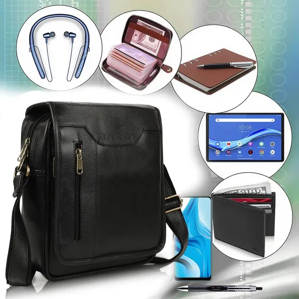 ZipCraze_Black_Sling_Bag_Vegan_Leather_crossbody/Shoulder/Unsex_Sling_Bag_with_Padded_Tab_Compartment