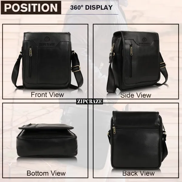 ZipCraze_Black_Sling_Bag_Vegan_Leather_crossbody/Shoulder/Unsex_Sling_Bag_with_Padded_Tab_Compartment