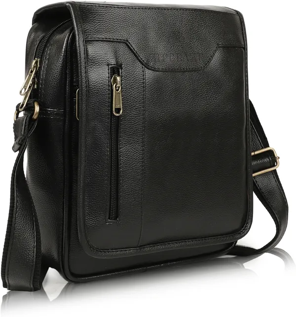ZipCraze_Black_Sling_Bag_Vegan_Leather_crossbody/Shoulder/Unsex_Sling_Bag_with_Padded_Tab_Compartment