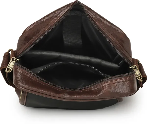 ZipCraze_Brown_Sling_Bag_Vegan_Leather_crossbody/Shoulder/Unsex_Sling_Bag_with_Padded_Tab_Compartment