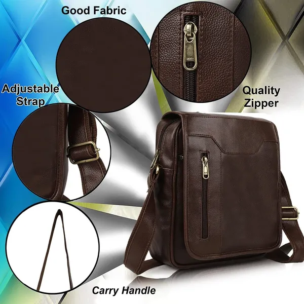 ZipCraze_Brown_Sling_Bag_Vegan_Leather_crossbody/Shoulder/Unsex_Sling_Bag_with_Padded_Tab_Compartment