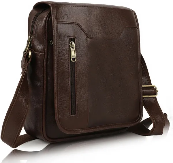 ZipCraze_Brown_Sling_Bag_Vegan_Leather_crossbody/Shoulder/Unsex_Sling_Bag_with_Padded_Tab_Compartment