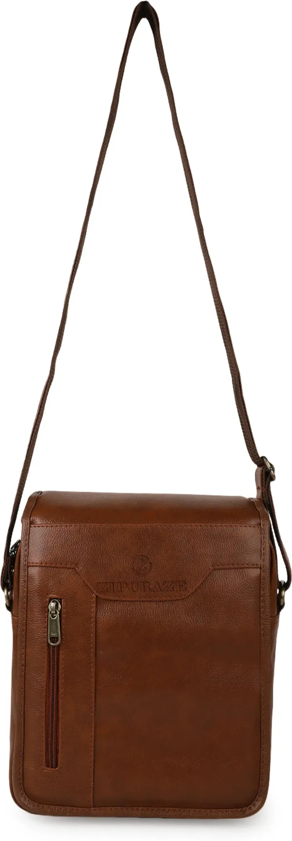 ZipCraze_Tan_Sling_Bag_Vegan_Leather_crossbody/Shoulder/Unsex_Sling_Bag_with_Padded_Tab_Compartment