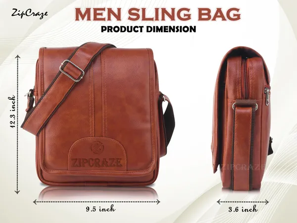 Tan_Synthetic_Leather_Solid_Sling_Bag_For_Men_&_Women