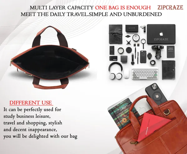 Tan_Synthetic_Leather_Solid_Zipper_Messenger_Bag_For_Men_&_Women