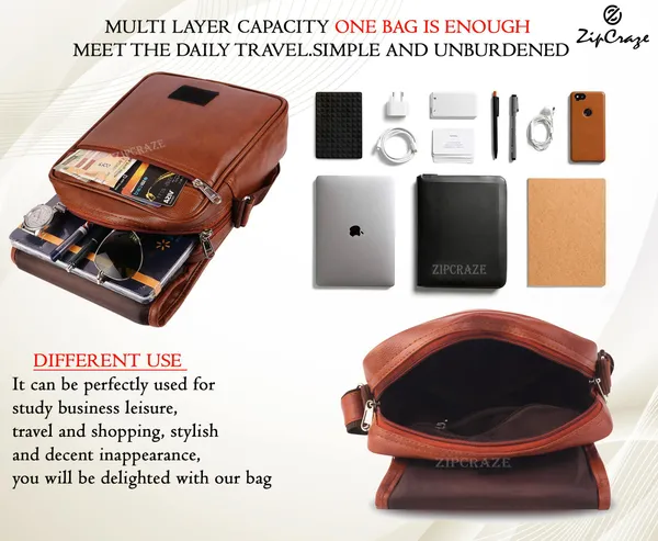 Tan_Synthetic_Leather_Solid_Sling_Bag_For_Men
