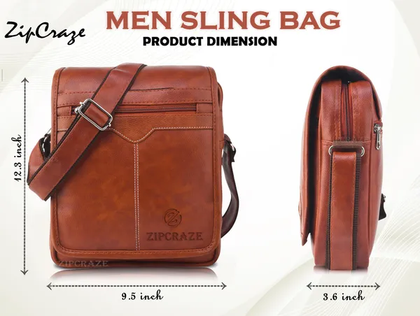 Tan_Synthetic_Leather_Solid_Sling_Bag_For_Men