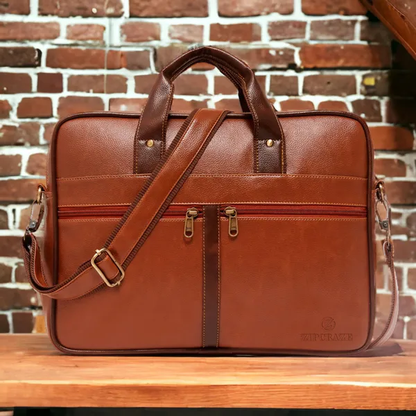 Tan_Synthetic_Leather_Crossbody_Messenger_Bag_For_Men
